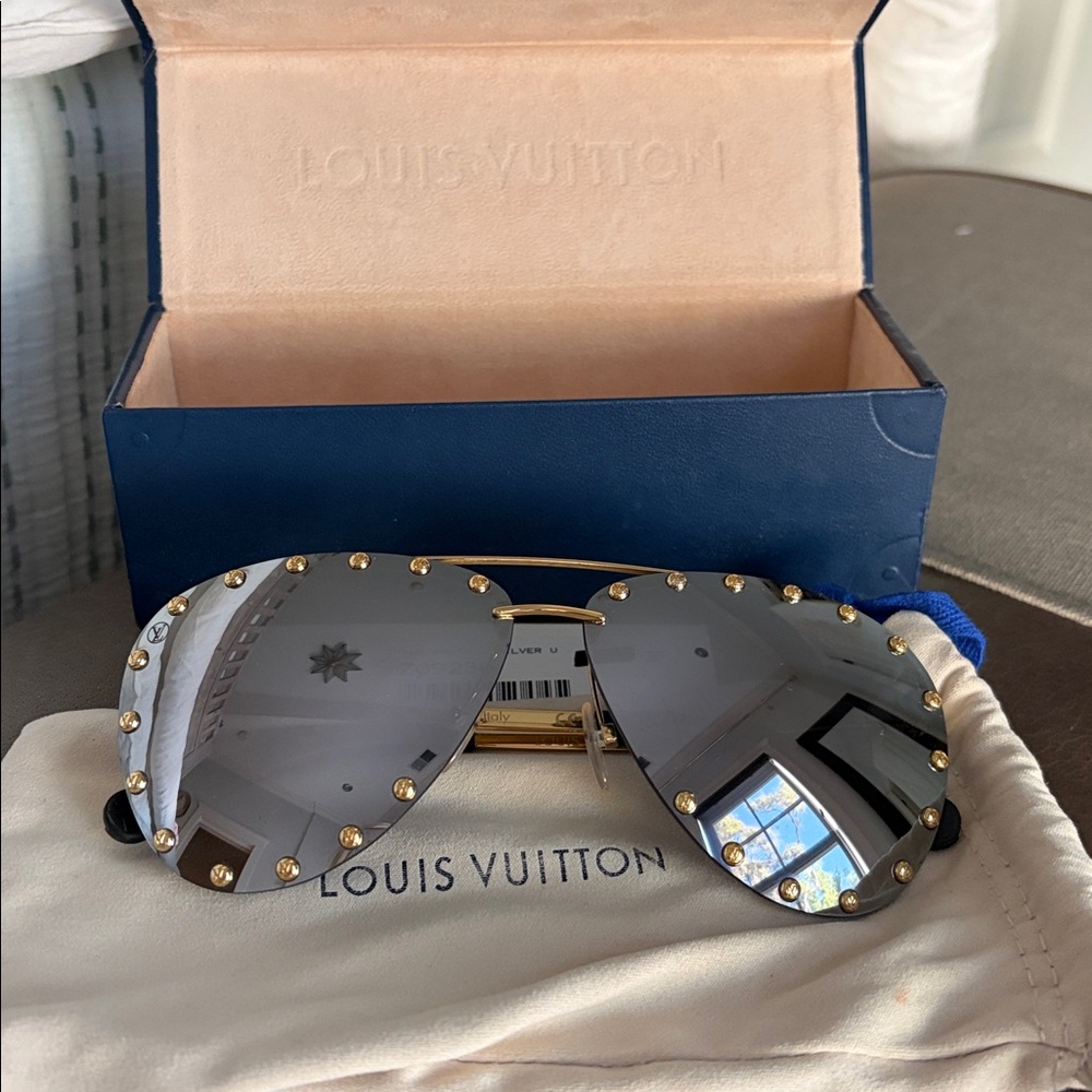 Louis Vuitton Gold-Studded Mirrored Sunglasses - Silver/Gold. The Party